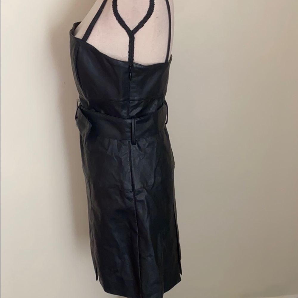 NWOT Free People black vegan leather dress Size 10 - Picture 5 of 8